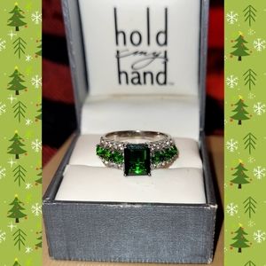 Gorgeous JTV Emerald & Diamond 925 Silver Ring